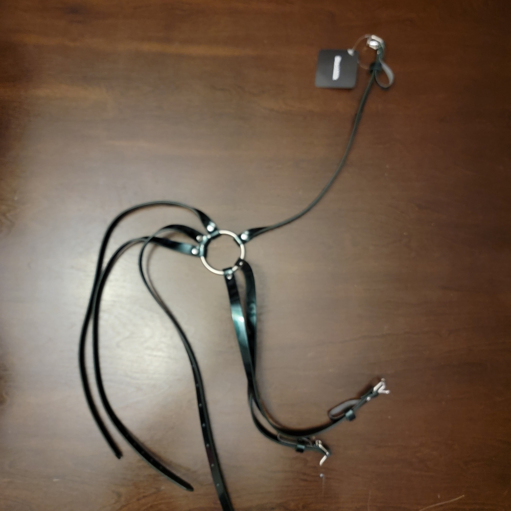 Green Leather Harness with Silver Accents
